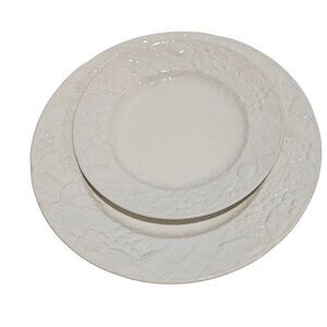 Mikasa English Countryside Salad & Dinner Plate white floral grapes basketweave